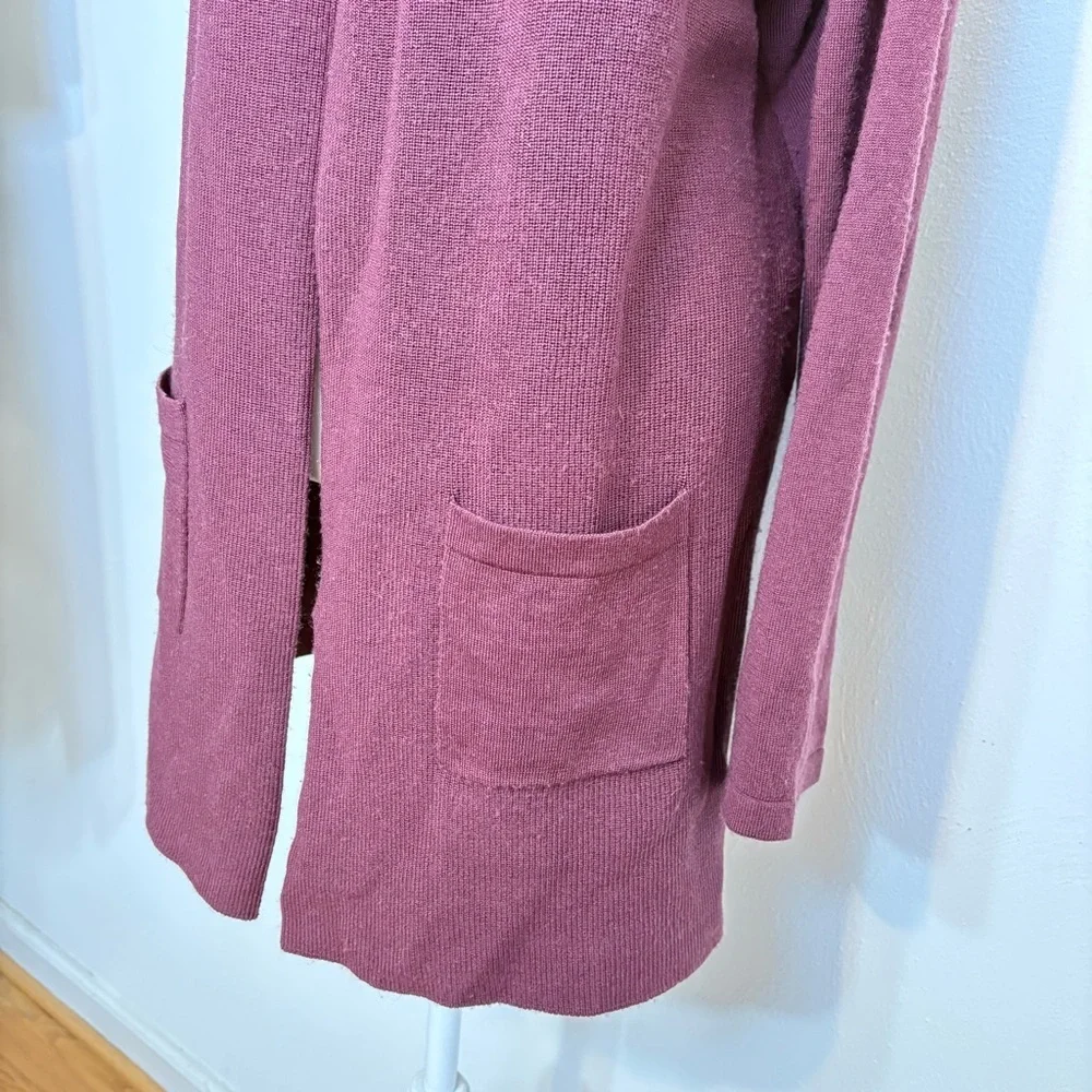 ORVIS Merino Wool Open Cardigan Women's Burgundy Purple Red Sweater L